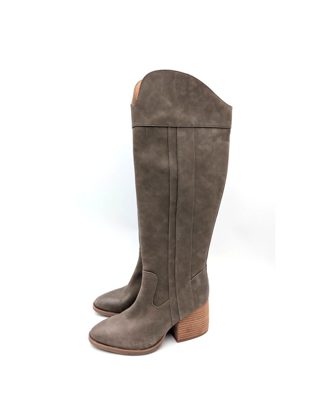 Korks Scarlet Western Block Heel Tall Boots Taupe Women's Size US7.5M EU38